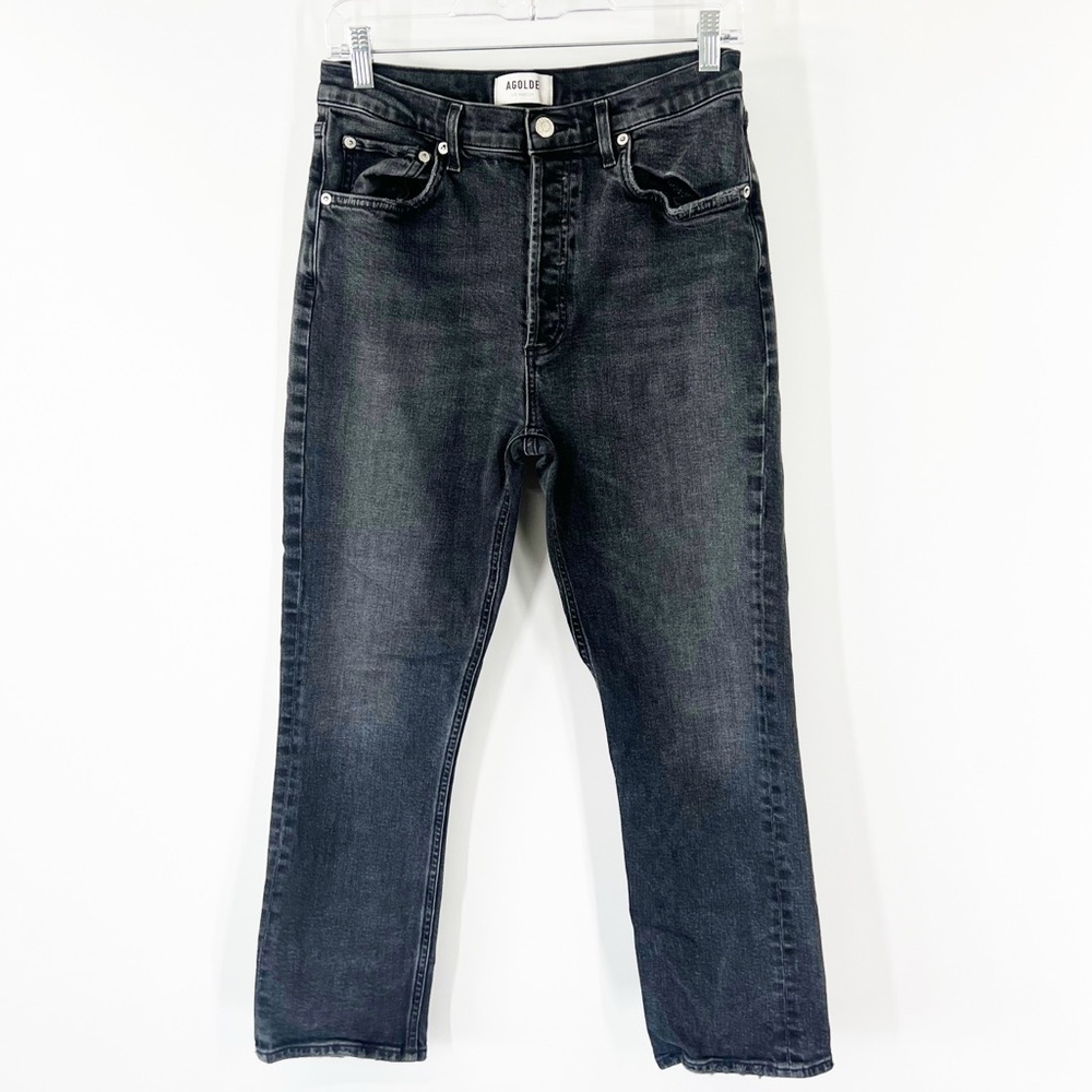 AGOLDE Riley High Rise Straight Leg Crop Jeans in Panoramic Button Fly - Picture 2 of 9